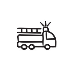 Fire truck sketch icon.