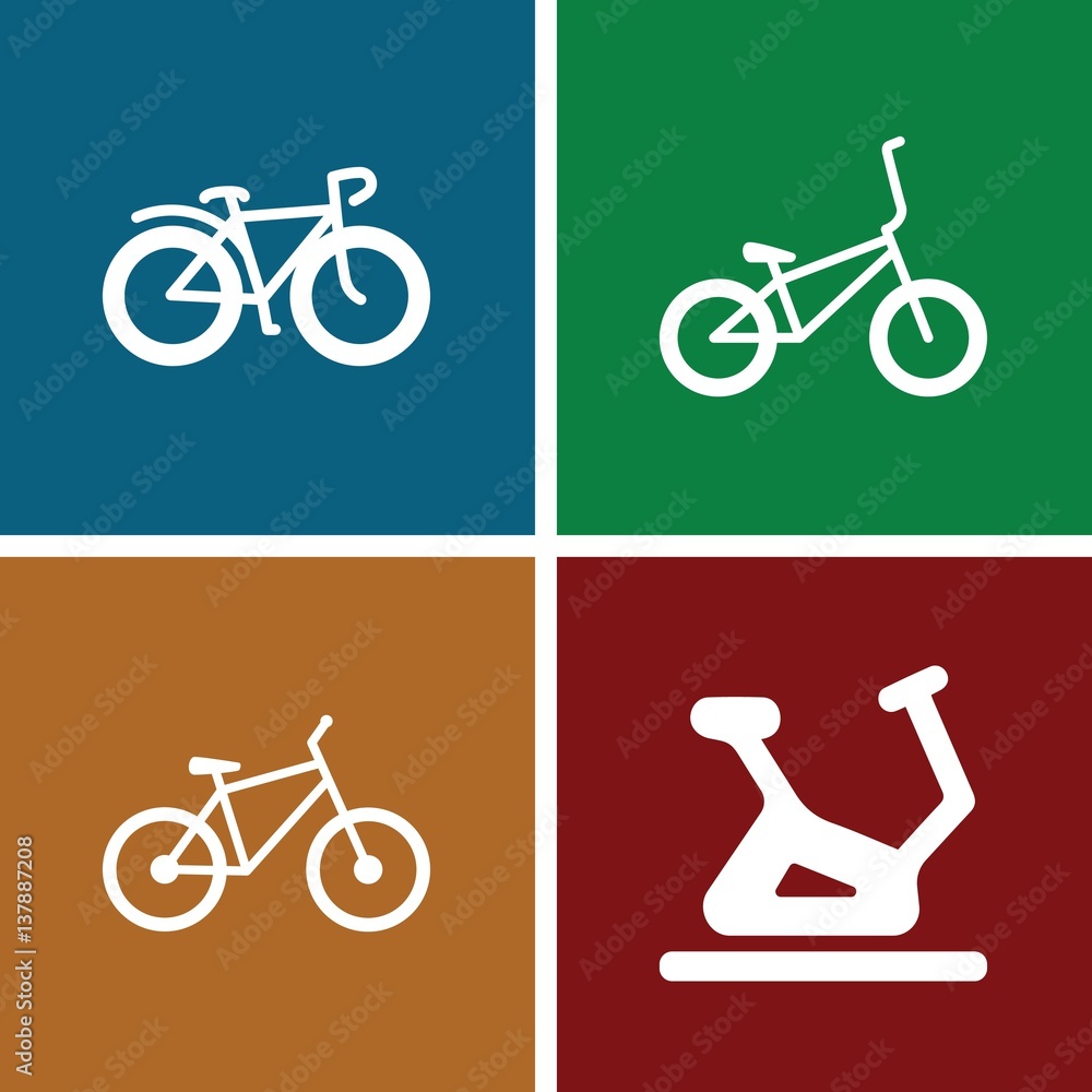 Wall mural set of 4 pedal filled icons