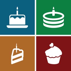 Set of 4 cupcake filled icons