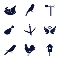 Set of 9 bird filled icons
