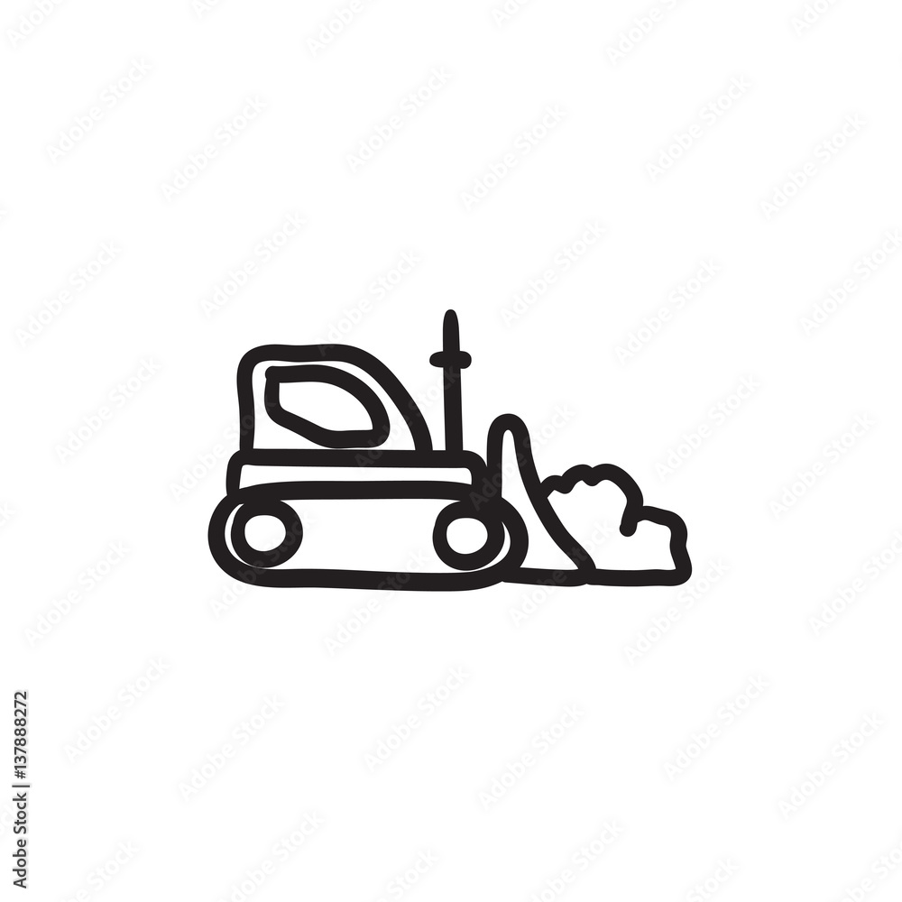 Canvas Prints bulldozer sketch icon.