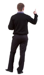 Back view of pointing business man.