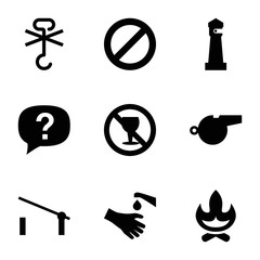 Set of 9 warning filled icons