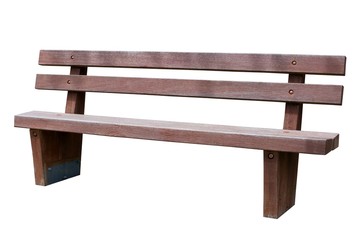 brown park bench . Isolated over white background .