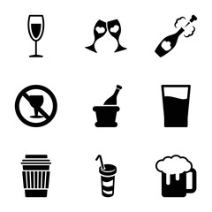 Set of 9 alcohol filled icons