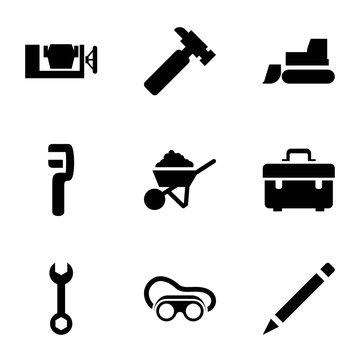 Set of 9 Construction filled icons