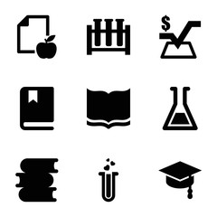 Set of 9 study filled icons