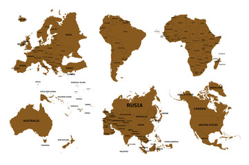 set 6 continents and countries