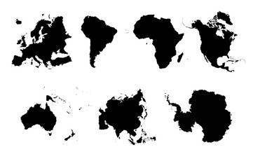 set silhouettes 7 continents