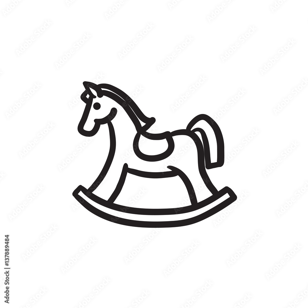 Wall mural rocking horse sketch icon.