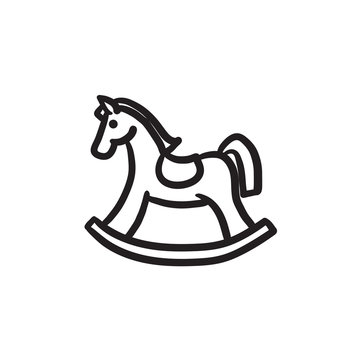 Rocking horse sketch icon.
