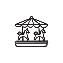 Merry-go-round sketch icon.