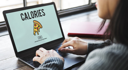 Pizza Icon Fast food Unhealthy Snacks Calories Fat Concept