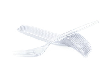 Pile of disposable forks isolated