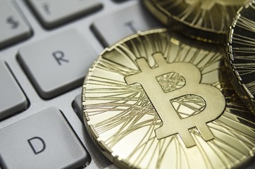 Shiny gold bitcoin coin