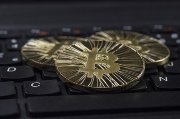 Shiny gold bitcoin coin