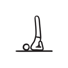 Man practicing yoga sketch icon.