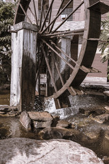 Wood water wheel turbine