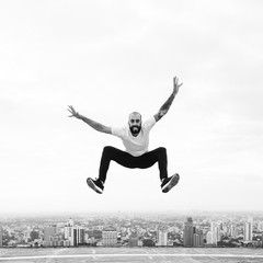 Man Exercise Workout Rooftop Concept