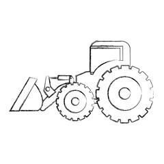 monochrome contour hand drawing of tractor loader building machine vector illustration