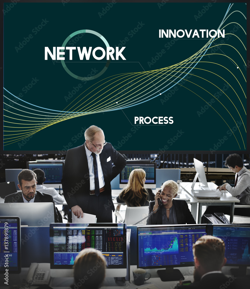Aufkleber technology connect development network process concept
