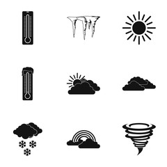 Weather outside icons set, simple style
