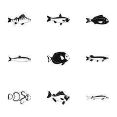 Marine fish icons set, simple style