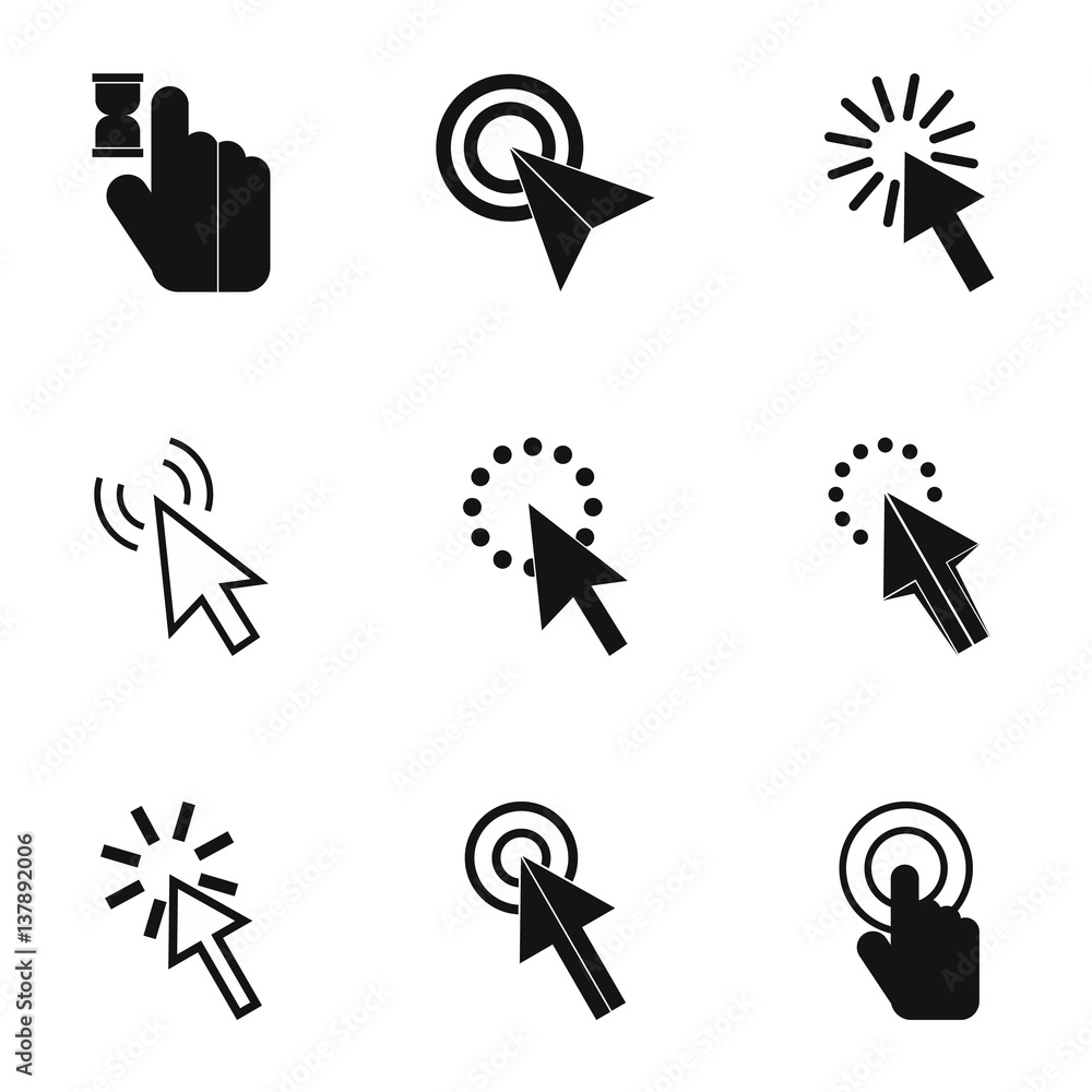 Poster cursor icons set, simple style