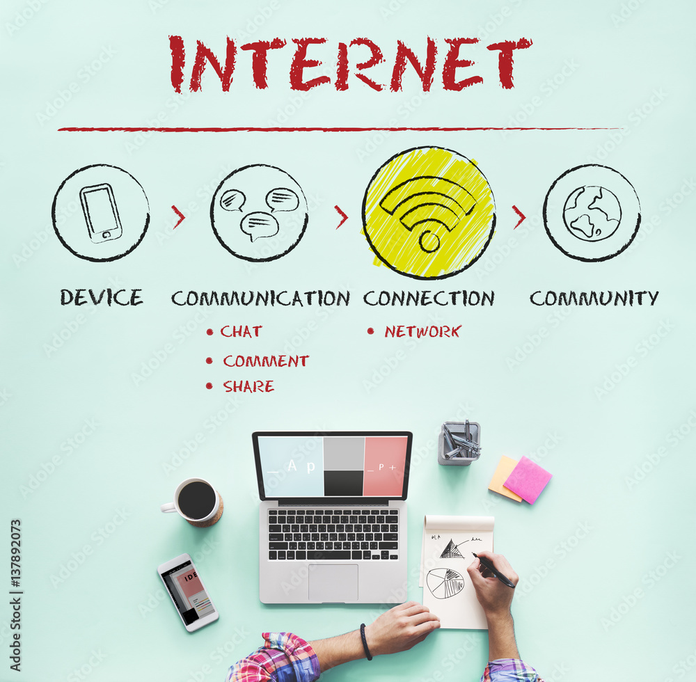 Aufkleber internet multimedia technology networking concept