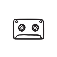 Cassette tape sketch icon.