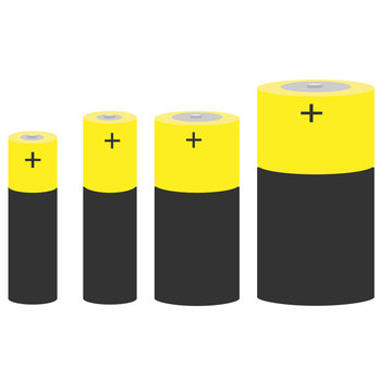 Set of batteries of different sizes.