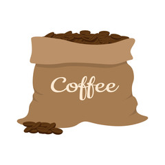 Coffee beans in a bag, vector illustration