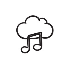 Cloud music sketch icon.