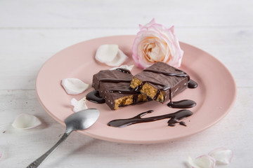chocolate cookies in a plate with nutella