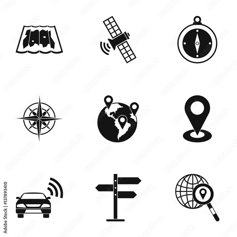 Poster navigation icons set, simple style