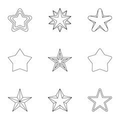 Figure star icons set, outline style