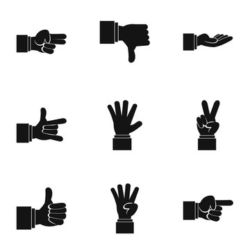 Gesture icons set, simple style