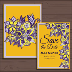 Wedding invitation card suite with flower Templates.Vector Illustration