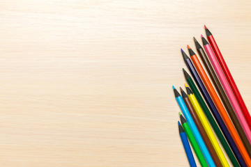 School supplies on wooden background