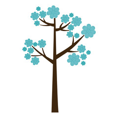 Obraz premium color silhouette with blue floral tree vector illustration