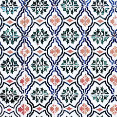 Vintage Traditional ornate portuguese decorative tiles azulejos with pattern, Abstract tiles background -  Lisbon, Portugal December 26, 2016