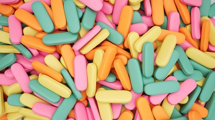 Capsule pills piled into a large mess