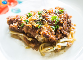 fried  chicken milanese in plate