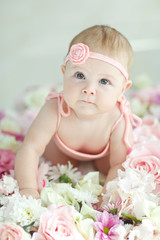 Little baby and flowers 