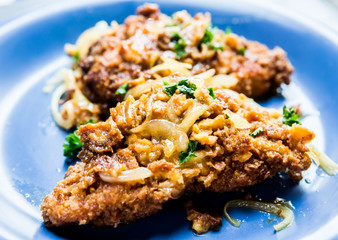 fried  chicken milanese in plate