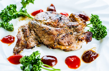pork steak on plate
