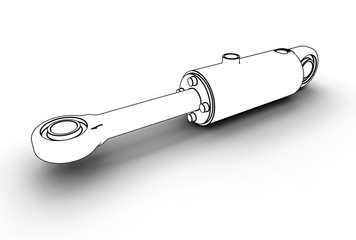 3d illustration of hydraulic cylinder