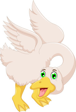 cute goose cartoon posing