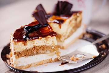 Pieces of cake and metal paddle 