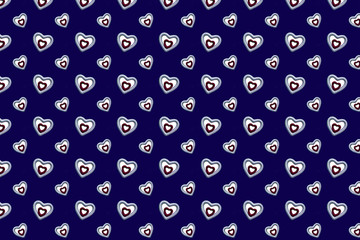 Seamless pattern fabric hearts on blue background